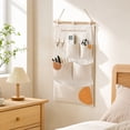 thumbnail image 2 of SLYNSHome 5 Pocket Wall Hanging Organizer,Khaki Fabric Foldable Wall Mount Storage Bag For Bedroom, Bathroom, Kitchen And Door Sundry Storage, 2 of 8