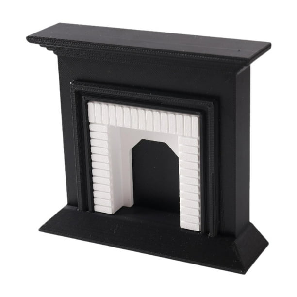 Chimenea de casa de muñecas a escala 1:12, modelo en miniatura, decoración de casa de muñecas, muebles negro