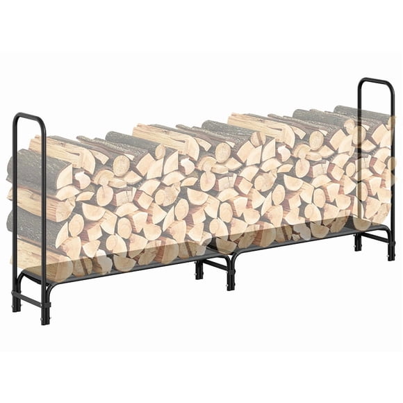 Estante para leña de alta resistencia - Capacidad 4000 lbs, estructura metálica impermeable, base antideslizante, diseño ventilado, fácil montaje sin herramientas - Uso exterior/interior - Tamaño 8FT