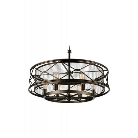 

6 Light Up Chandelier with Light Brown finish