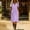 Purple, variant on QUNYINEY Pink Womens Plus Size Dresses Summer Faux Cotton Linen Long Short Sleeve A Line Dress Flowy V Neck Button Loose Fit Dresses