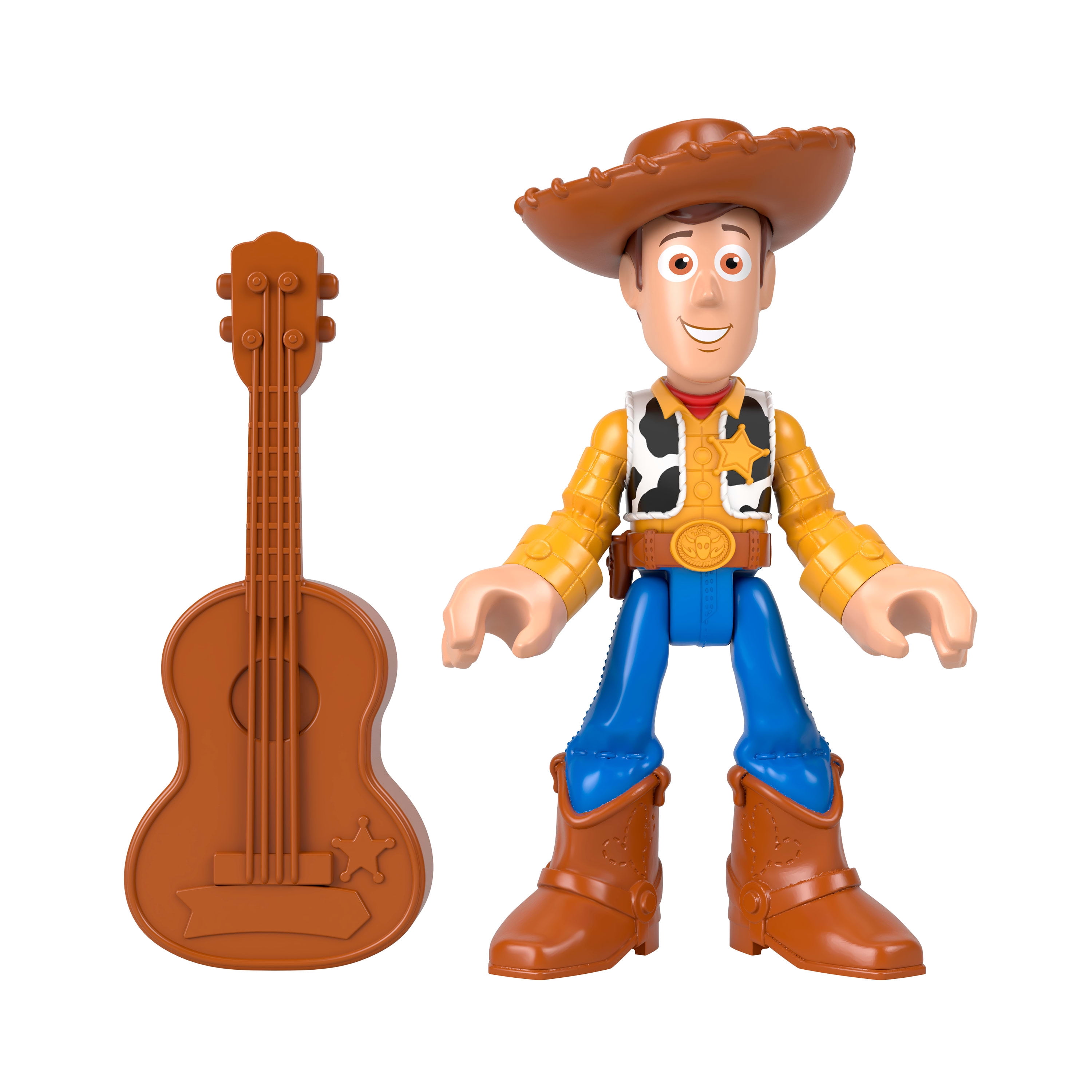 Figurine de Woody avec guitare Imaginext inspirée par les films Histoires de jouets de Disney et Pixar, 7,6 cm