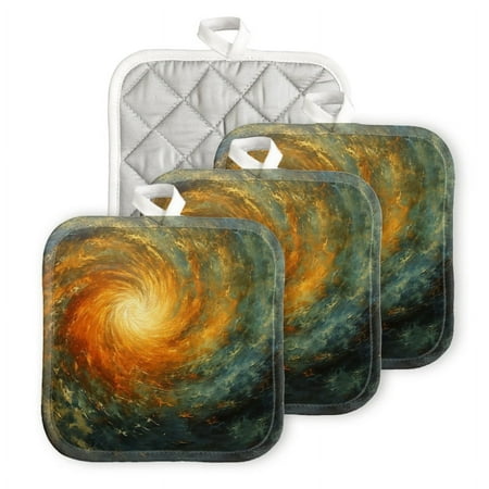 

Bahomeck Pot Holder 4Pcs Whirlpool Nebula Galaxy Spira Square Heat Resistant Hot Pads For Kitchen Cooking Oven With Hanging Loop Potholder Easy To Store
