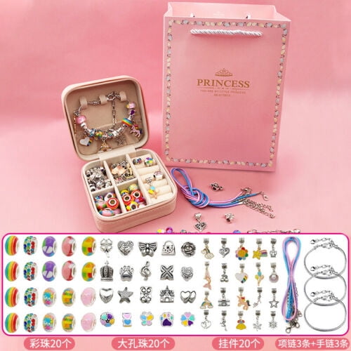 Girls Bracelet Making Kit Beads Jewellery Charms Pendant Set DIY Craft Kids Gift
