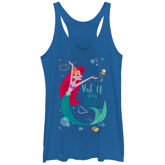 Women's The Little Mermaid Ariel Part of Your World Dance Racerback Tank Top Royal Blue Heather X Small