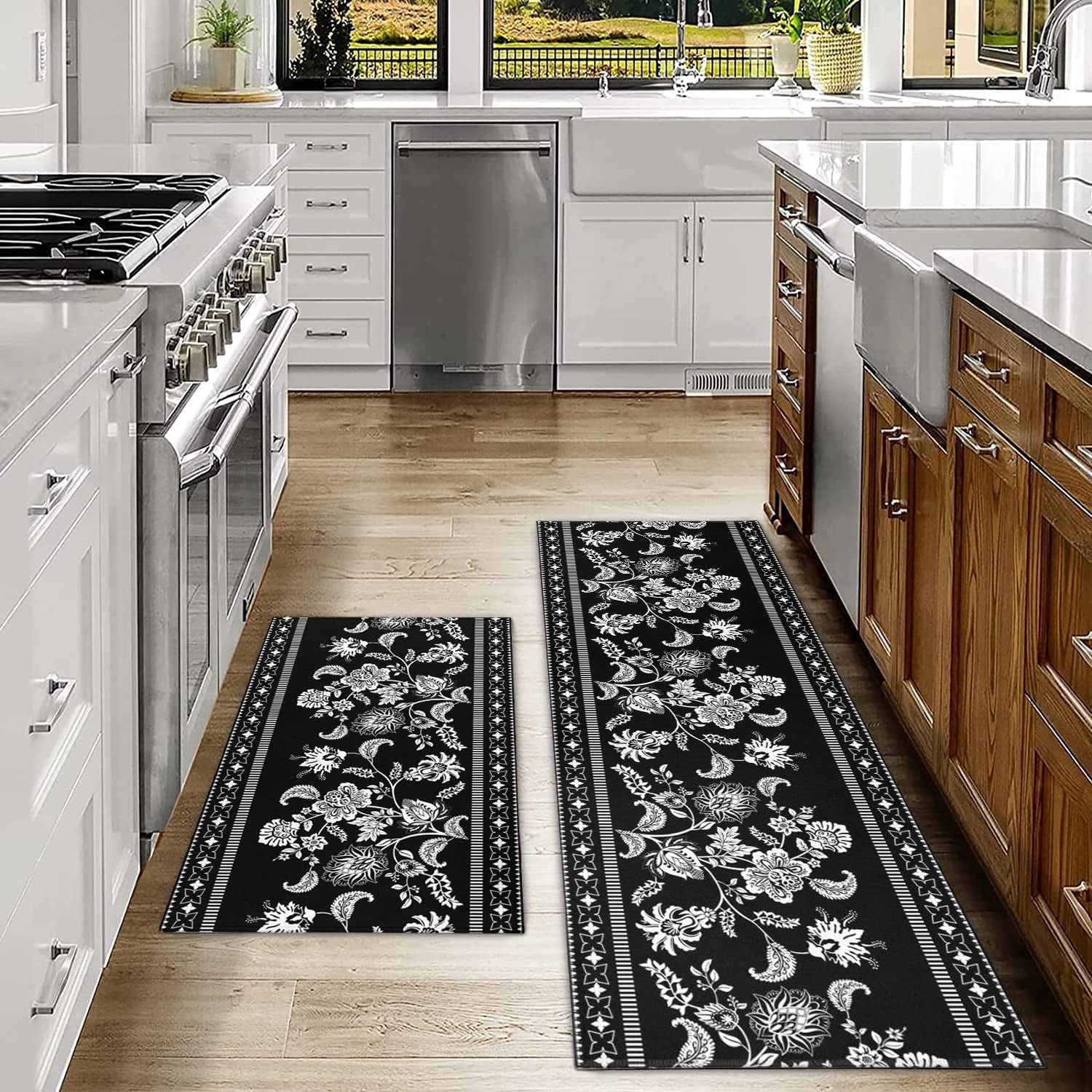 Black and white kitchen runner outlet