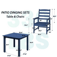 thumbnail image 3 of 5-Piece HDPE Outdoor Dining Set, All Weather Patio Dining Furniture Set with Umbrella Hole and 4 Chairs for Patio, Garden, Backyard, Dark Blue, 3 of 6