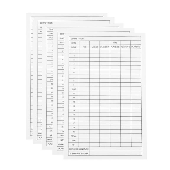 YuYiSan 5Pcs Golfs Score Sheets Golfs Scorecards Coated Paper Score Cards Portable Golfs Scorecards