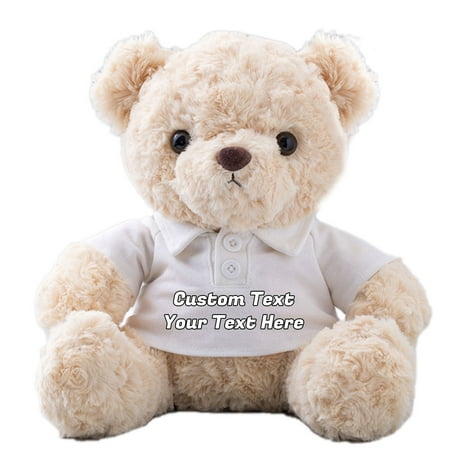 Teddy Bear Personalized Plush Toys Customized Gifts Stuffed Bear with Text as Gift on Christmas Birthday (10 IN--Text)