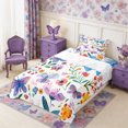 thumbnail image 3 of Manfei Floral Butterfly Twin Sheets 3pcs,Romantic Flowers Bedding,1 Flat Sheet,1 Fitted Sheet and 1 Pillowcase, 3 of 6