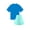 Dark blue + green, variant on Kids Mix and Match Rash Guard Swimsuit Set, Short Sleeve Swimsuit and Beach Shorts for Boys and Girls XS-XL