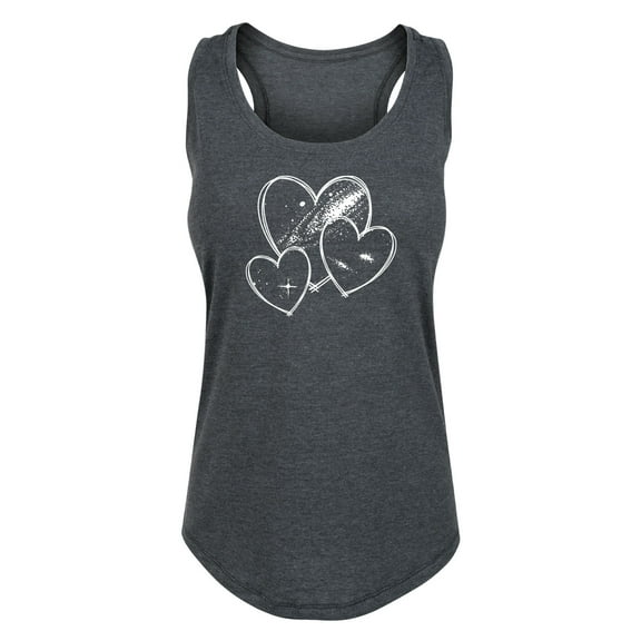Instant Message - Galaxy Sketched Hearts - Ladies Racerback Graphic Tank
