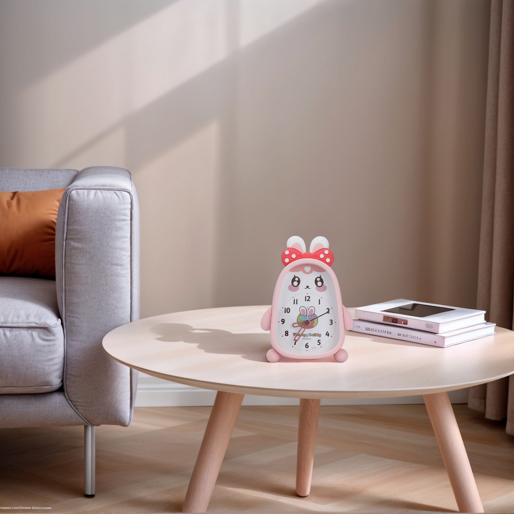 Unique Bargains Silent Non-Tick Mechanical Alarm Clock Pink Rabbit 4.1"L x 1.6"W x 5.5"H
