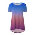 thumbnail image 4 of IROINNID Women Summer Loose Gradient Round-Neck Print T-Shirt Short Sleeve Casual Blouse, 4 of 5