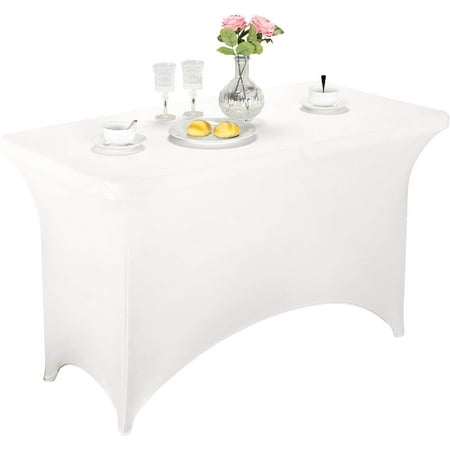 

Spandex Fitted Stretch Table Cover for 6 ft or 4ft or 8ft Folding Table Rectangular Cocktail Tablecloth Perfect for Party or Banquet