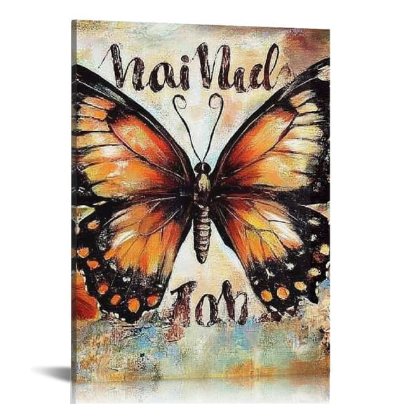 ZFLMY Butterfly Flowers Painting Canvas Print for Home Decor, Ready to Hang Wall Art for Living Room Bedroom Office, Gift Idea for Wedding Anniversary Christmas 12x16in