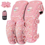 KUYOU Kids Protective Gear Set, Innovative Youth Toddler Knee Pads and Elbow Pads Wrist Guards Adjustable Protective Set with Bike Gloves for Boys Girls Roller Skating Skateboard Cycling Biking