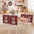 thumbnail image 2 of Christmas Elk Chair Covers Set of 4 Xmas Deer with Floral Snow Red Buffalo Plaid Chair Back Covers Stretch Removable Washable Slipcovers Protector for Dining Room Kitchen Party Decor, 2 of 5