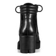 thumbnail image 3 of BLISSFUL STEP Women's Boot Rounded Toe Side Zip Combat Block Heel Ankle Boots Black 8.5, 3 of 9