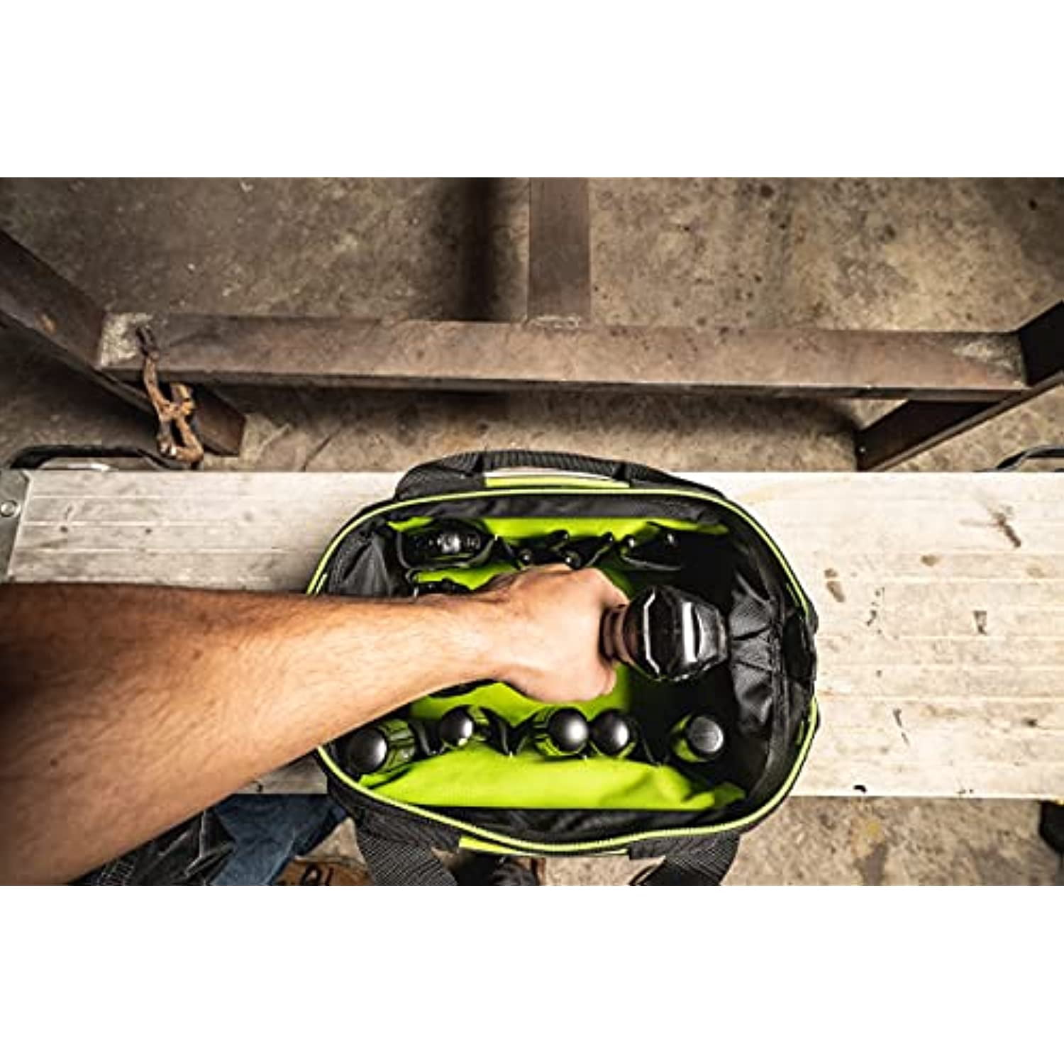 AWP 12 Inch TrapJaw Tool Bag with Spring-Loaded Technology and Lockable Pull Handles, Water-Resistant Construction