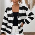 thumbnail image 5 of Edvintorg Cardigans for Women Fashion Striped Long Sleeve V Neck Button Down Knit Cardigan Sweater Women’S Clothing S-XL Black, 5 of 7