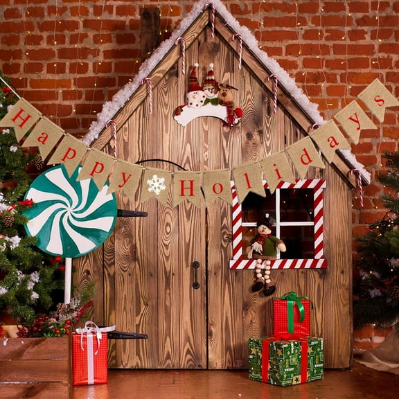 HOMEMAXS  Birthday Bunting Linen Flag Happy Decorations Party Xmas Banner Sign Office