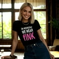 thumbnail image 5 of Colevkie Women's On Wednesday We Wear Pink Breast Cancer Awareness Tshirt Tops Pink Ribbon Graphic Tee Round Neck(Black-Women,S), 5 of 7