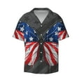 thumbnail image 3 of Cauagu Butterfly With USA Flag Men's Short Sleeve Button Down Hawaiian Shirt for Men Bowling Shirts Casual Summer Beach Shirt,Large, 3 of 6