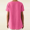 thumbnail image 4 of Yuanlook Women's Linen Shirts Button Down Short Sleeve Blouses V Neck Collared Summer Casual Loose Tops for Women S-2XL, 4 of 8
