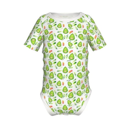 

Adobk Kawaii Avocado Print Baby Climbing Clothes Jumpsuit Rompers Classic Rompers Child Short sleeve Bodysuits-6 Months