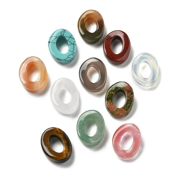 Gemstone Pendants Oval with Hole 23x18x6mm Hole: 12.5x7.5mm
