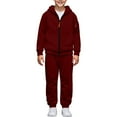thumbnail image 4 of PINQI Youth Boys Fleece Sweatsuits 2 Piece Zipper Hoodies Sweatpants Set Kids Plain Hoodies Sweatshirts Joggers Tracksuits, 4 of 6