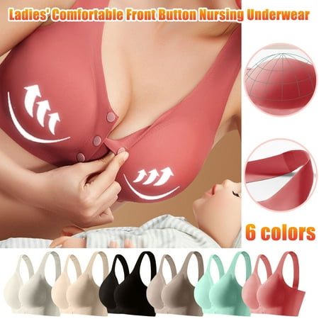 CFLVAEK Plus Size Womens Nursing Bras Front Closure Maternity Bra Ultra Comfortable Wirefrss Seamless Bras for Pregnancy Lightly Push Up Bralettes Green L