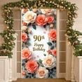 thumbnail image 3 of Pink Roses 90th Birthday Banner Golden Lettering Display Floral Decor Pink Background Floral Backdrop for 90th Birthday Party Senior Celebration Family Gathering, 3 of 9