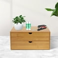 thumbnail image 3 of Minimalistic Bamboo Desk Drawer Organizer with 2 Drawers, Office & Home Storage, Brown, 3 of 18