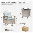 thumbnail image 3 of MEISSALIVVE 3 Piece Outdoor Swivel Rocking Chairs, Patio Furniture Bistro Set with 360° Wood Armrests Swivel Glide Chairs and Side Table for Deck Yard and Poolside (Blue), 3 of 8
