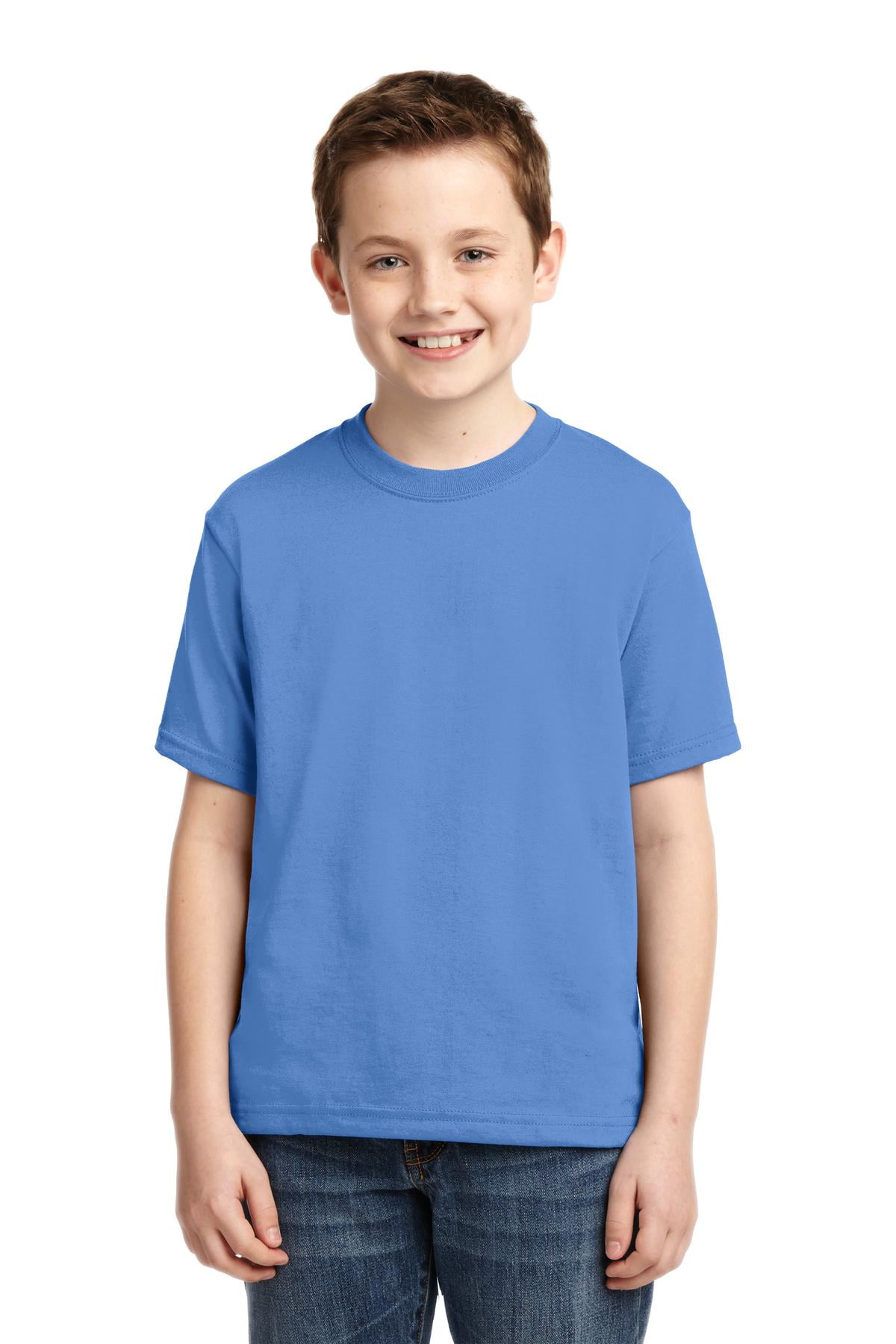 Small Jerzees Big Boys Rib Collar Tear Away Label T-Shirt White