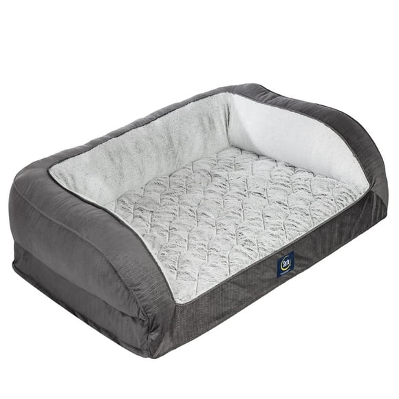 Serta Orthopedic Quilted Couch Dog Bed For Pets - Slate Gray (Large)