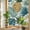 Green, variant on Gold Pineapple Window Privacy Film, Monstera Leaves Tropical Botanical White Wood Striped Stained Glass Rainbow Film Decorative Window Clings, Static Cling Sun Blocking Stickers 19.6" x 39.3"