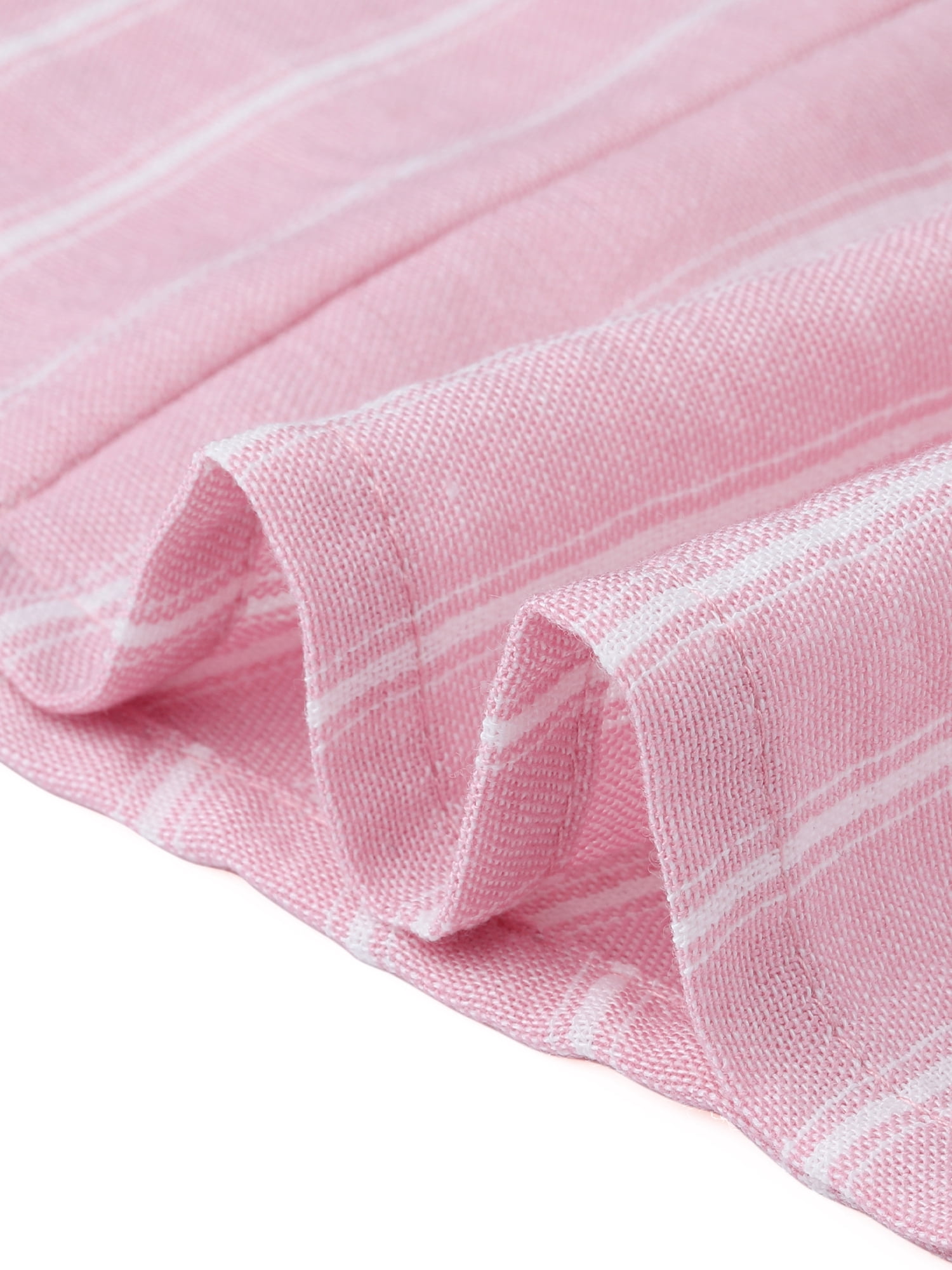 DARING DIVA Women's Short Sleeve Striped Shirt Work V Neck Button Front Top XS Light Pink