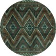 thumbnail image 1 of Ahgly Company Machine Washable Indoor Round Southwestern Turquoise Blue Country Area Rugs, 7' Round, 1 of 4