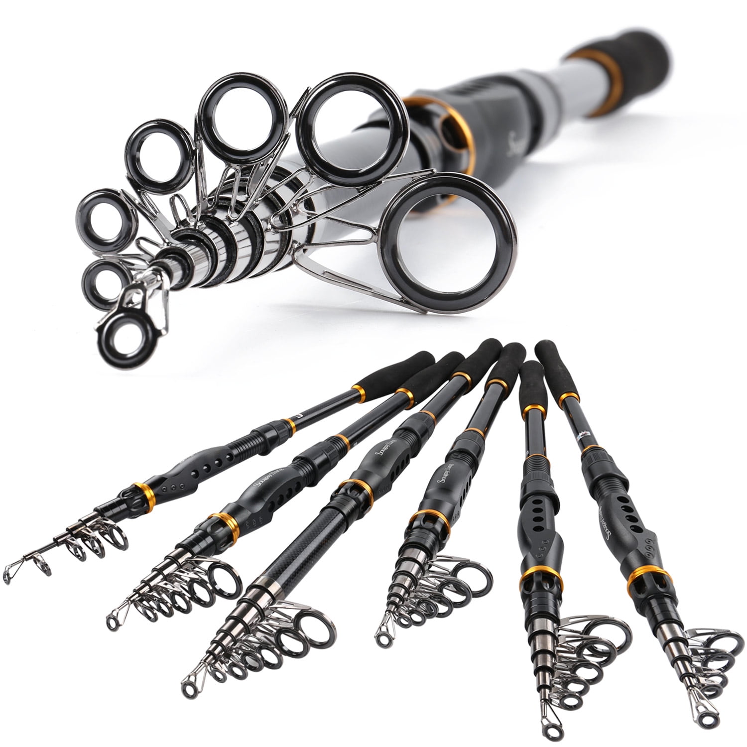 Sougayilang Fishing Rod Graphite Portable Spinning Telescopic Fishing