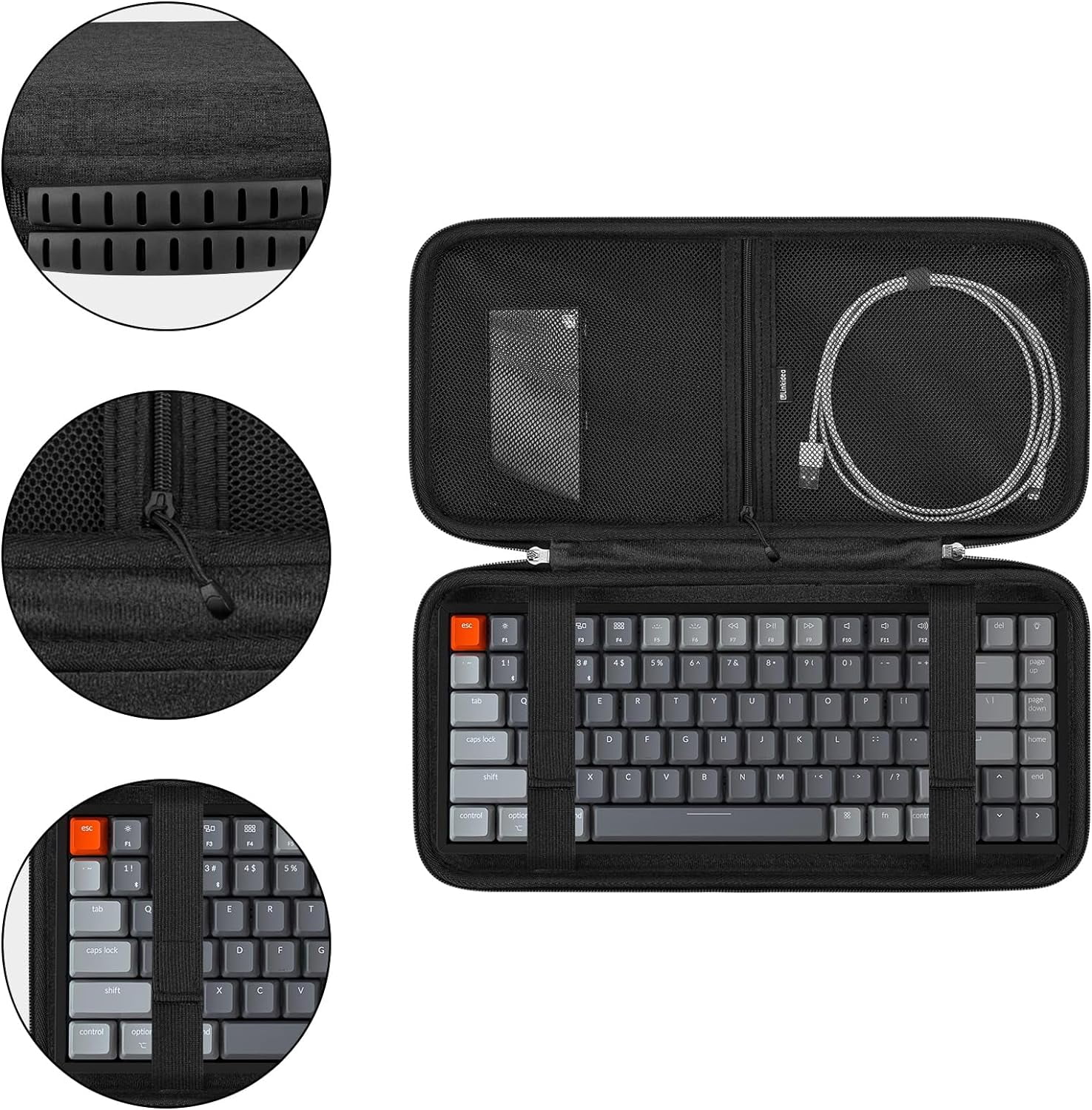Hard Travel Case for 75% Keyboard, Computer 84 Key Wireless Keyboard Carrying Case Protective Storage Box Bag, Compatible with Keychron K2, Logitech POP Keys Mechanical, Wireless Keyboard