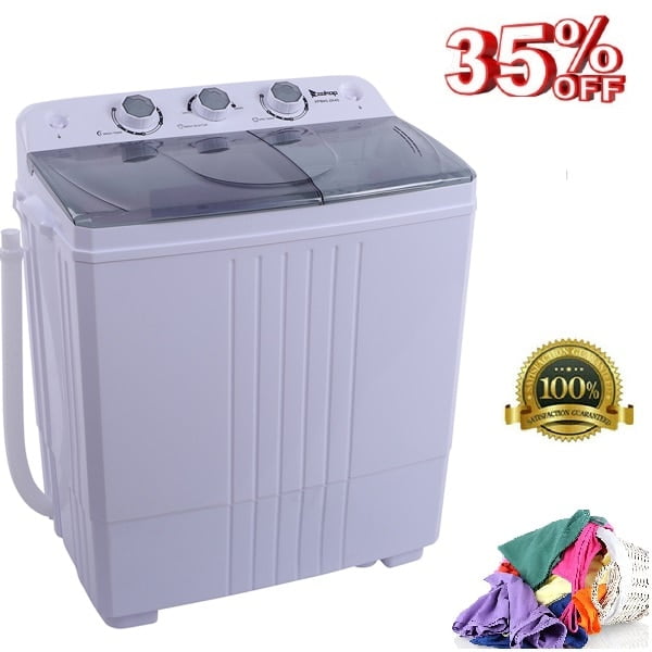 Mini Compact Twin Tub Portable Washing Machine, 16.5Lbs Capacity