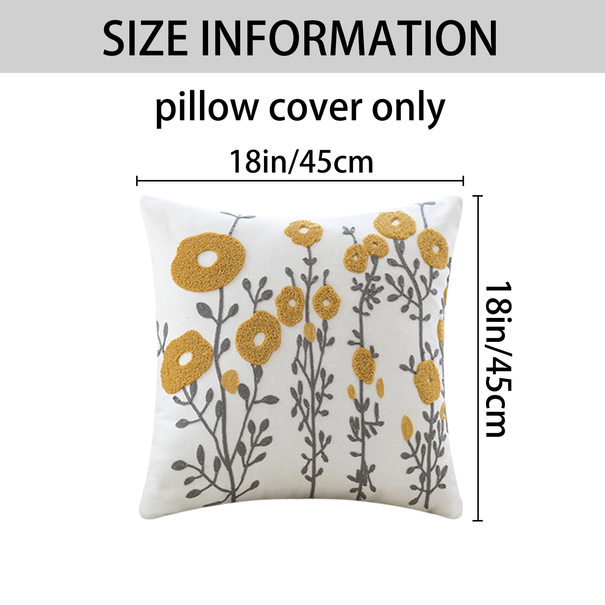 Unique Bargains Floral Throw Pillow Covers Pack of 2 Flower Pattern 3 18" x 18"