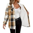 thumbnail image 2 of CAILDANL Womens Plaid Shacket Jacket Long Sleeve Fleece Hooded Jackets Fall Winter Warm Coat S-2XL, 2 of 2