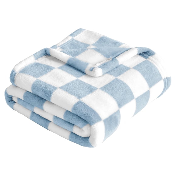 Manta para bebé Yurhap de forro polar a cuadros 76 x 102 cm, azul