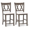 thumbnail image 1 of Gymax 2PCS Bar Stools 24''Counter Height Stools w/ Linen Fabric Upholstered Seat Gray, 1 of 9