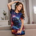 thumbnail image 3 of Naloa Outer Space Floating Numbers And Letters Print Women Nightgowns,Womens Loungewear,Short Sleeve Sleepwear,Comfy Ladies Nightdress, 3 of 6