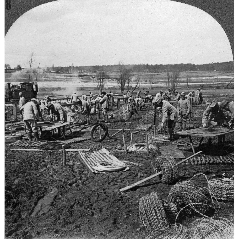 World War I Barbed Wire Nfrench Soldiers Preparing Barbed Wire For The Front Line At Lempire